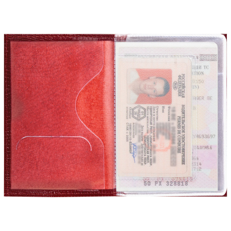 Обложка для автодокументов натуральная кожа ящерица, без тиснения, красная, BRAUBERG, 238191 - Обложки для автодокументов и бумажники водителя