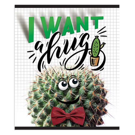 Тетрадь А5, 48 л., ПЗБМ, скоба, клетка, конгрев, выборочный TWIN лак, "Приколись - Кактус" (5 видов), 028214 - Тетради 40-48 листов