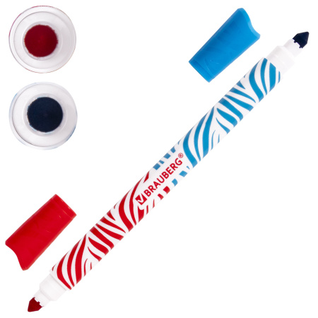 Фломастеры двусторонние утолщенные BRAUBERG "PREMIUM" "BI-COLOR", 10 шт., 20 цветов, двухцветные, вентилируемый колпачок, 151945 - Фломастеры классические