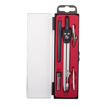 Готовальня BRAUBERG "Architect", 5 предметов: циркуль 135 мм, 2 вставки, держатель, грифель, 210658 - Циркули и готовальни