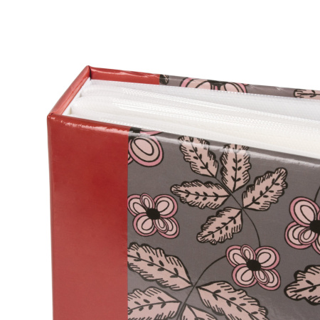 Фотоальбом BRAUBERG на 200 фото 10х15 см, твердая обложка, "Флора", серый с красным, 391121 - Фотоальбомы