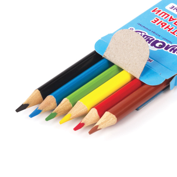 Карандаши цветные ЮНЛАНДИЯ "ЮНЛАНДИК БЫСТРЕЕ ВСЕХ", 6 цветов, трехгранные заточенные, 181387 - Карандаши цветные