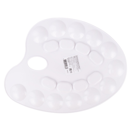 Палитра для рисования ПИФАГОР белая, пластиковая, овальная, 20 ячеек, 227808 - Аксессуары для рисования