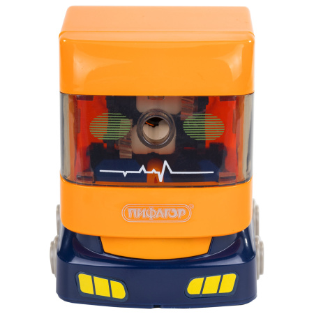 Точилка механическая ПИФАГОР "Грузовик", корпус оранжевый, 228488 - Точилки механические