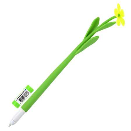 Ручка фигурная шариковая ЮНЛАНДИЯ "Цветочек", мягкий силиконовый корпус, ассорти, СИНЯЯ, пишущий узел 0,7 мм, 143779 - Ручки фигурные