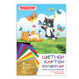 Картон цветной А4 немелованный (матовый), ВОЛШЕБНЫЙ, 10 листов 10 цветов, в папке, ПИФАГОР, 200х290 мм, "Котята", 129914 - Цветной и белый картон