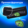 Пенал мягкий ЮНЛАНДИЯ, 2 отделения, полиэстер, "Dino doom", черный, 21х9х6 см, 271574 - Пеналы мягкие