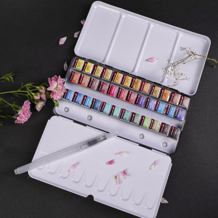 Акварель художественная кюветы НАБОР 36 цветов по 3,5 г, металлический кейс, BRAUBERG ART PREMIERE, 191774 - Акварель художественная в наборах