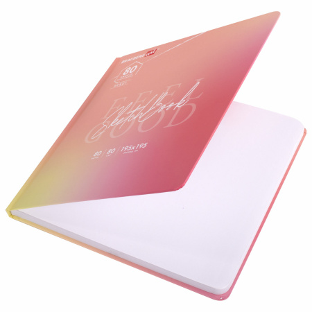 Скетчбук, белая бумага 80 г/м2, 195х195 мм, 80 л., резинка, твердый, BRAUBERG ART DEBUT "Уноколор", 114583 - Альбомы, скетчбуки и бумага для графики и эскизов