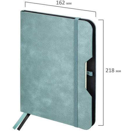 Блокнот А5 (162х218 мм), BRAUBERG "NOTE", под кожу софт-тач, с резинкой, 80 л., клетка, светло-серый, 113441 - Бизнес-блокноты и бизнес-тетради