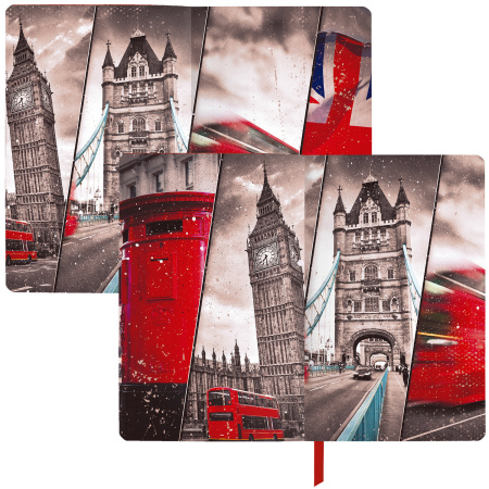 Ежедневник недатированный А5 (138х213 мм), BRAUBERG VISTA, под кожу, гибкий, 136 л., "Great Britain", 112007 - Ежедневники с покрытием "под кожу и ткань"