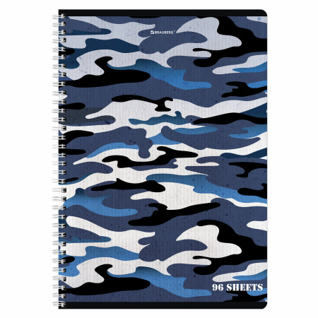 Тетрадь А4, 96 л., BRAUBERG, гребень, клетка, обложка картон, "Military", 404057 - Тетради формата А4