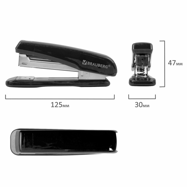 Степлер №24/6, 26/6 BRAUBERG "Classic", до 25 листов, черный, 222546 - Степлеры настольные