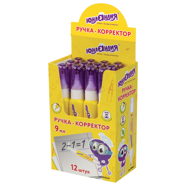 Ручка-корректор ЮНЛАНДИЯ, 9 мл, металлический наконечник, 228432 - Корректирующие ручки