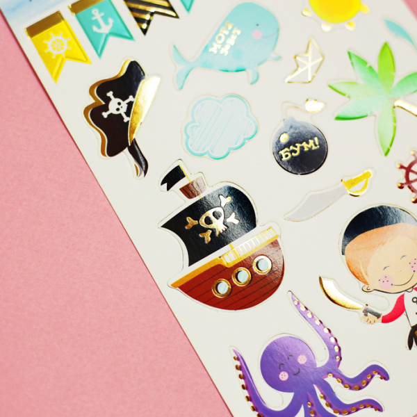 Чипборд вырубной для скрапбукинга с фольгированием "Приключения", 12*20 см - Декор из бумаги, рамки, наклейки, фишки