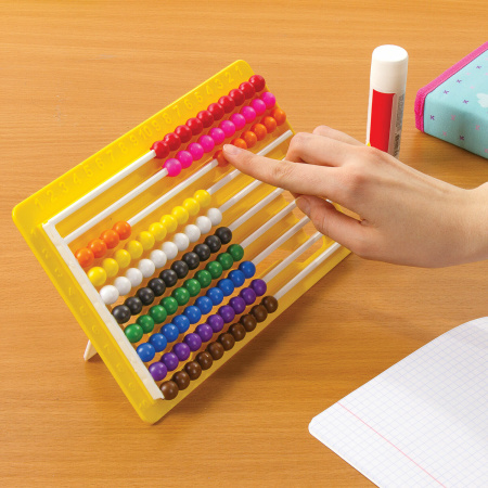 Счеты детские ЮНЛАНДИЯ "Обучение счету и развитие моторики!", 230х150 мм, с подставкой, 105858 - Счетные палочки и счеты