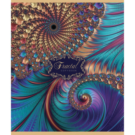 Тетрадь А5, 48 л., ПЗБМ, скоба, клетка, фольга, выборочный TWIN лак, "Фрактал" (5 видов), 027310 - Тетради 40-48 листов