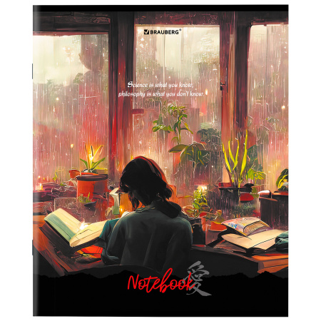 Тетрадь А5, 80 л., BRAUBERG, скоба, клетка, обложка картон, "Anime", 1 шт, 404412 - Тетради более 60 листов