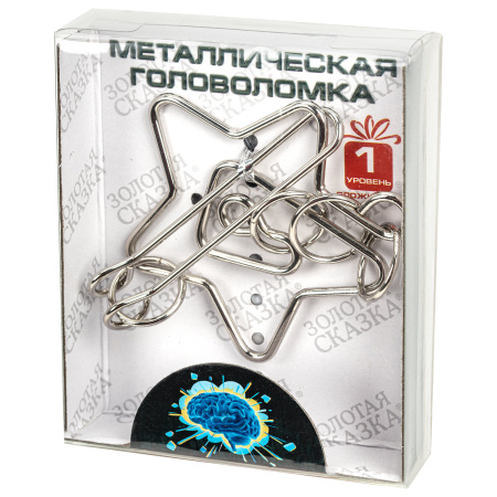 Головоломка металлическая большая ЗОЛОТАЯ СКАЗКА, 24 вида, в дисплее, разные уровни сложности, 664924 - Игрушки развивающие