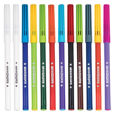 Фломастеры, меняющие цвет ЮНЛАНДИЯ 20 цветов + 2 проявителя, "ЮНЫЙ ВОЛШЕБНИК", вентилируемый колпачок, 151892 - Фломастеры классические