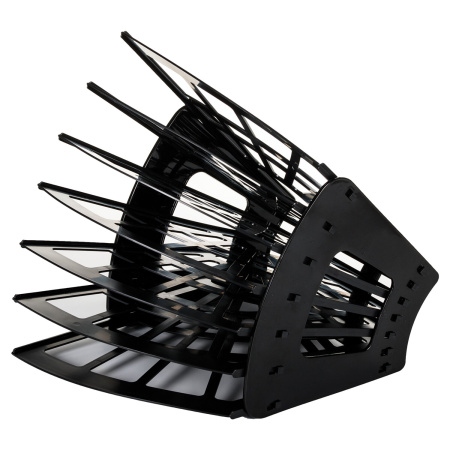 Лоток для бумаг веерный STAFF 7-ми секционный, 6 отделений, сетчатый, черный, 237023 - Лотки и подставки секционные