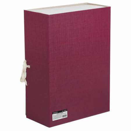 Короб архивный (240х330 мм), 120 мм, 2 завязки, бумвинил, до 1000 листов, бордовый, STAFF, 126901 - Короба архивные