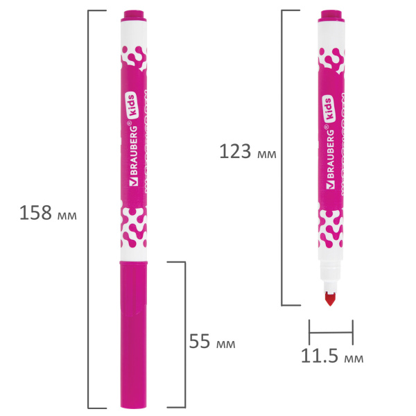 Фломастеры в портфельчике утолщенные 12 цветов, вентилируемый колпачок, BRAUBERG KIDS, 152185 - Фломастеры классические
