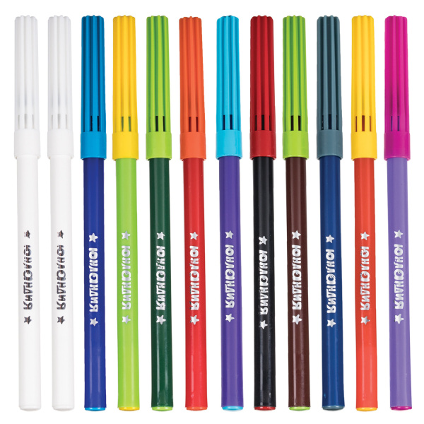 Фломастеры, меняющие цвет ЮНЛАНДИЯ 20 цветов + 2 проявителя, "ЮНЫЙ ВОЛШЕБНИК", вентилируемый колпачок, 151892 - Фломастеры классические