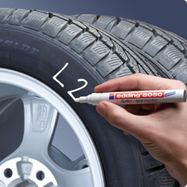 Маркер для шин и резины EDDING "8050", 2-4 мм, БЕЛЫЙ, круглый наконечник, E-8050/49 - Маркеры для шин и резины