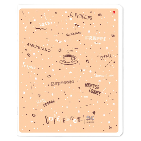 Тетрадь А5 96 л. АЛЬТ скоба, клетка, гибридный лак, "Coffe time" (5 видов), 7-96-1160 - Тетради более 60 листов