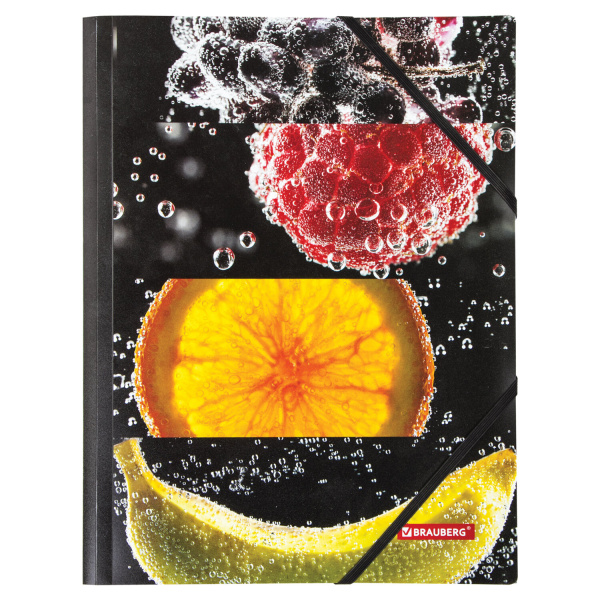 Папка на резинках BRAUBERG "FRESH ZONE", А4, цветная печать, до 300 листов, 500 мкм, 228036 - Папки на резинках пластиковые