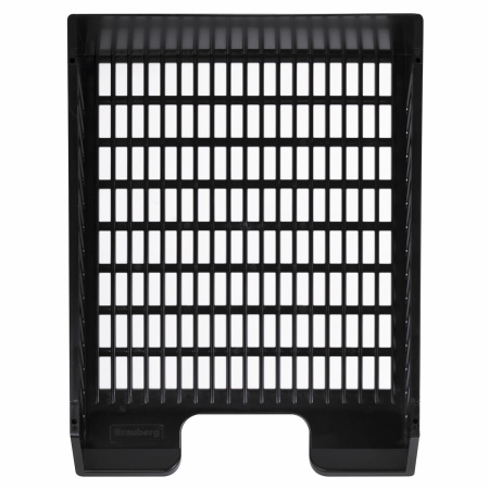 Лоток горизонтальный для бумаг BRAUBERG-MAXI, с пазами, А4 (358х272х75,5 мм), сетчатый, черный, 231141 - Лотки горизонтальные (поддоны)