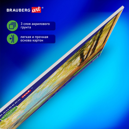 Холст на картоне BRAUBERG ART CLASSIC, 50*60см, грунтованный, 100% хлопок, мелкое зерно, 190623 - Холсты