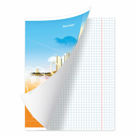 Тетрадь предметная "ЯРКАЯ", 36 л., обложка мелованная бумага, ГЕОМЕТРИЯ, клетка, BRAUBERG, 404229 - Тетради предметные