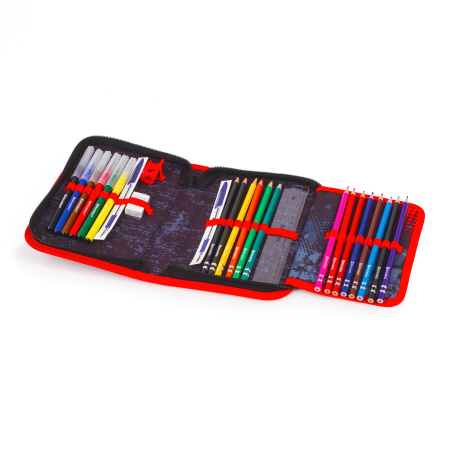 Пенал BRAUBERG с наполнением, 1 отделение, 1 откидная планка, 24 предмета, 21х14 см, "Yellow car", 229292 - Пеналы с наполнением