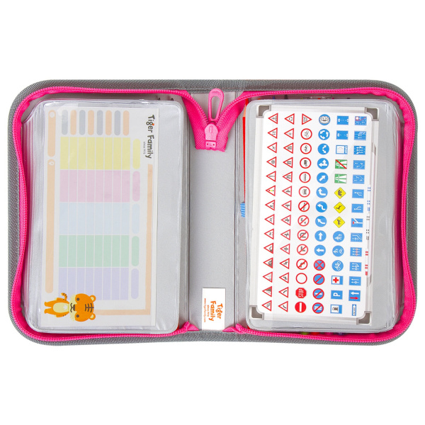 Пенал TIGER FAMILY с наполнением, 1 отделение, 2 откидные планки, 31 предмет, "Pink Lemonade", 20х14х4 см, 228950, TGRW-012C1 - Пеналы с наполнением