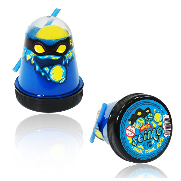 Слайм (лизун) "Slime Ninja", светится в темноте, синий, 130 г, ВОЛШЕБНЫЙ МИР, S130-20 - Игрушки релаксирующие