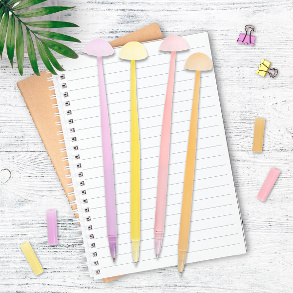 Ручка фигурная шариковая ЮНЛАНДИЯ "Гриб", силиконовый корпус, ассорти, СИНЯЯ, пишущий узел 0,7 мм, 143796 - Ручки фигурные