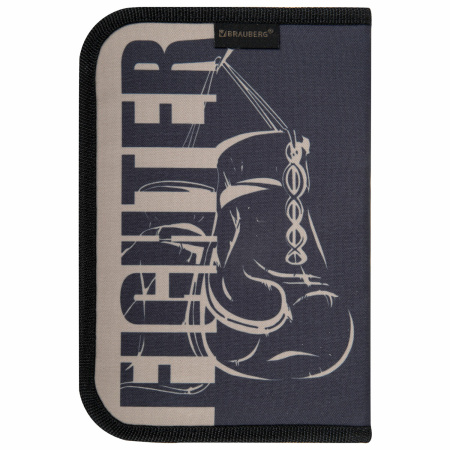 Пенал BRAUBERG, 1 отделение, 1 откидная планка, полиэстер, 21х14 см, "Fighter", 270715 - Пеналы каркасные