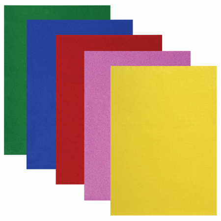 Цветная бумага А4 БАРХАТНАЯ САМОКЛЕЯЩАЯСЯ, 5 листов 5 цветов, 110 г/м2, ОСТРОВ СОКРОВИЩ, 129874 - Цветная бумага