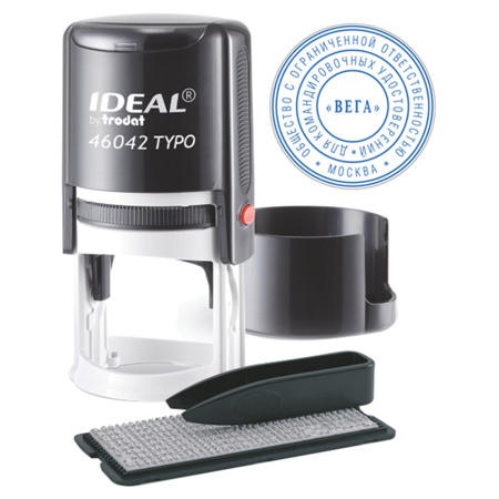 Печать самонаборная 2-круга, оттиск D=42 синий, TRODAT IDEAL 46042DB-R2, крышка, КАССА В КОМПЛЕКТЕ, 161485 - Печати круглые самонаборные