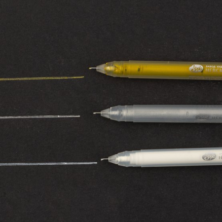 Набор ручек гелевых 0,5 мм "Сонет", 3 штуки (белая, серебро, золото) - Гелевые ручки