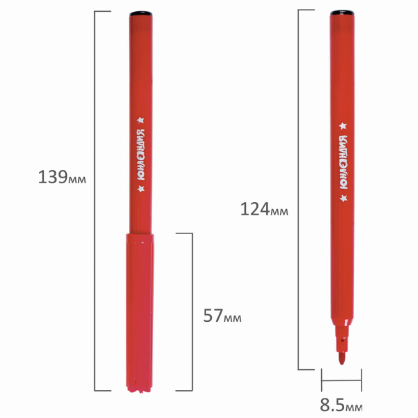 Фломастеры ЮНЛАНДИЯ 6 цветов, "УРОКИ РИСОВАНИЯ", вентилируемый колпачок, ПВХ, 151414 - Фломастеры классические