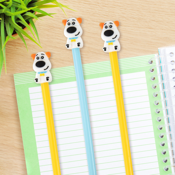 Ручка с топпером шариковая ЮНЛАНДИЯ "Собачка", корпус ассорти, СИНЯЯ, пишущий узел 0,7 мм, 143807 - Ручки фигурные