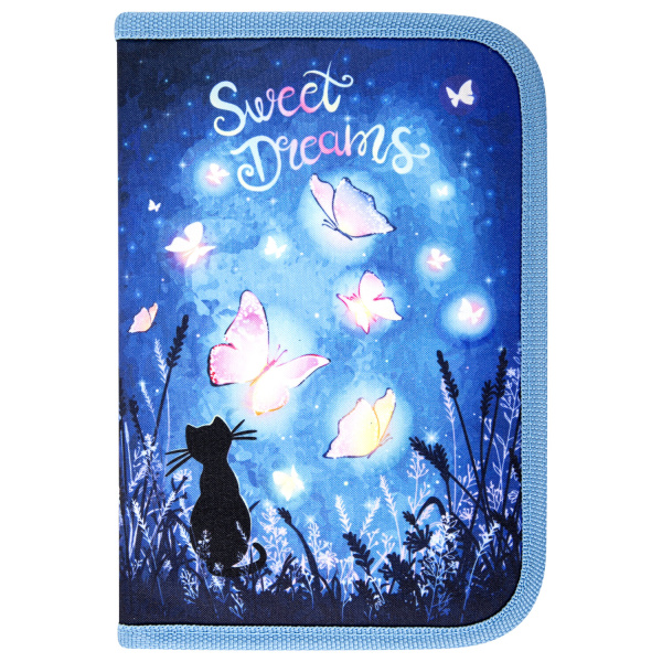 Пенал BRAUBERG с наполнением, 1 отделение, 1 откидная планка, 24 предмета, 21х14 см, "Sweet dreams", 270720 - Пеналы с наполнением