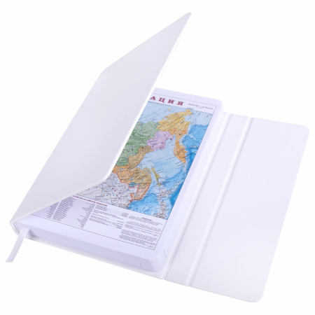 Ежедневник датированный 2023 А5 138x213 мм BRAUBERG "Towny", под кожу, клапан, белый, 114011 - Ежедневники с покрытием "под кожу и ткань"