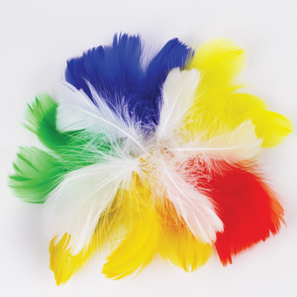 Перья декоративные страусиные, 10-12 см, 24 шт., 6 цветов, яркие, ассорти, ОСТРОВ СОКРОВИЩ, 661378 - Перья для творчества