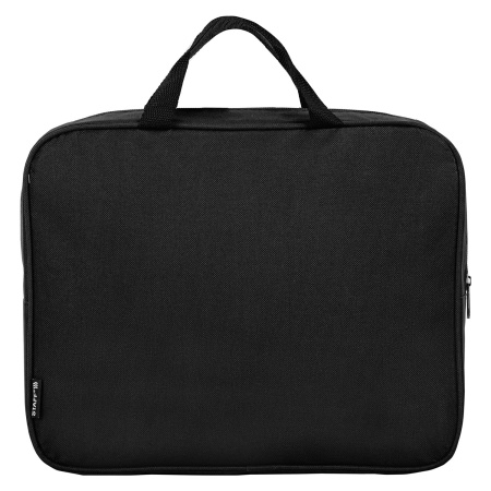 Папка на молнии с ручками STAFF EVERYDAY, А4, ширина 80 мм, полиэстер, черная, 270918 - Папки-сумки с ручками