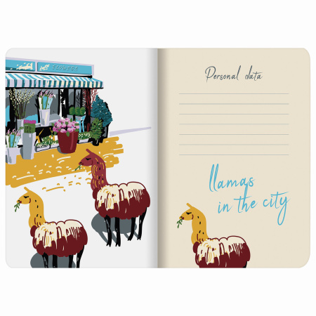 Тетрадь 40 л. в клетку обложка SoftTouch, бежевая бумага 70 г/м2, сшивка, А5 (147х210 мм), ЛАМЫ, BRAUBERG, 403776 - Тетради 40-48 листов