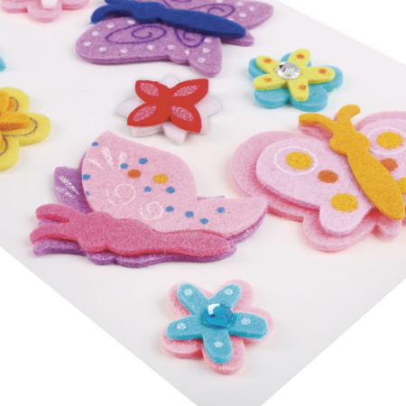 Наклейки из фетра "Бабочки", 10 шт., ассорти, ОСТРОВ СОКРОВИЩ, 661499 - Наклейки для творчества